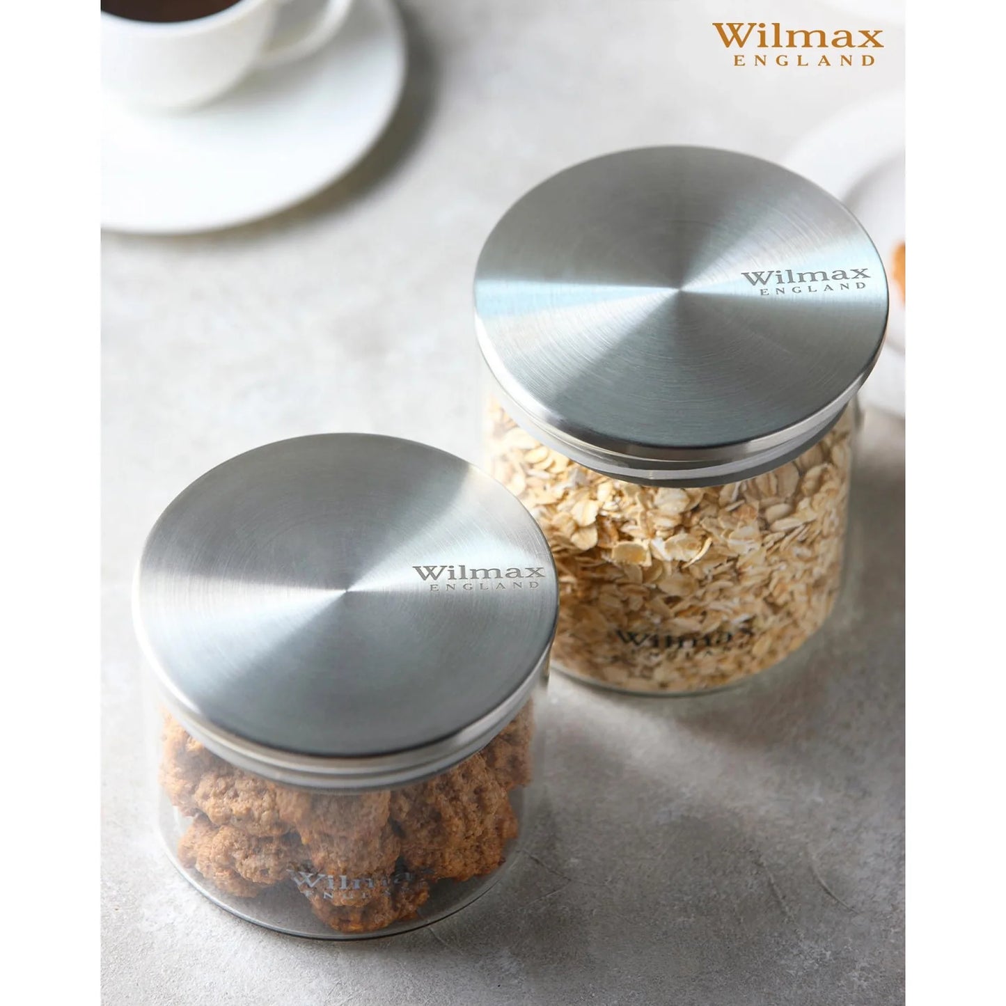 Wilmax England: 3x Voorraadpot 600ml RVS deksel WL-888512/A3