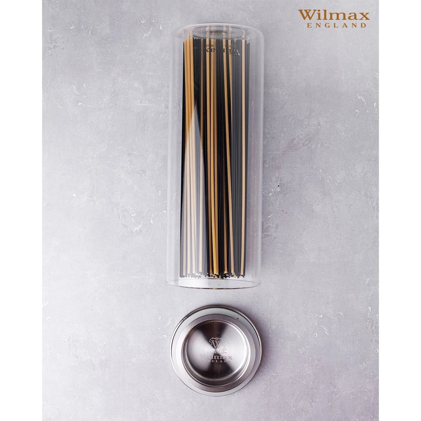 Wilmax Vorratsglas mit Deckel, Borosilikatglas, 2000 ml, Edelstahl-Deckel, WL-888520/A