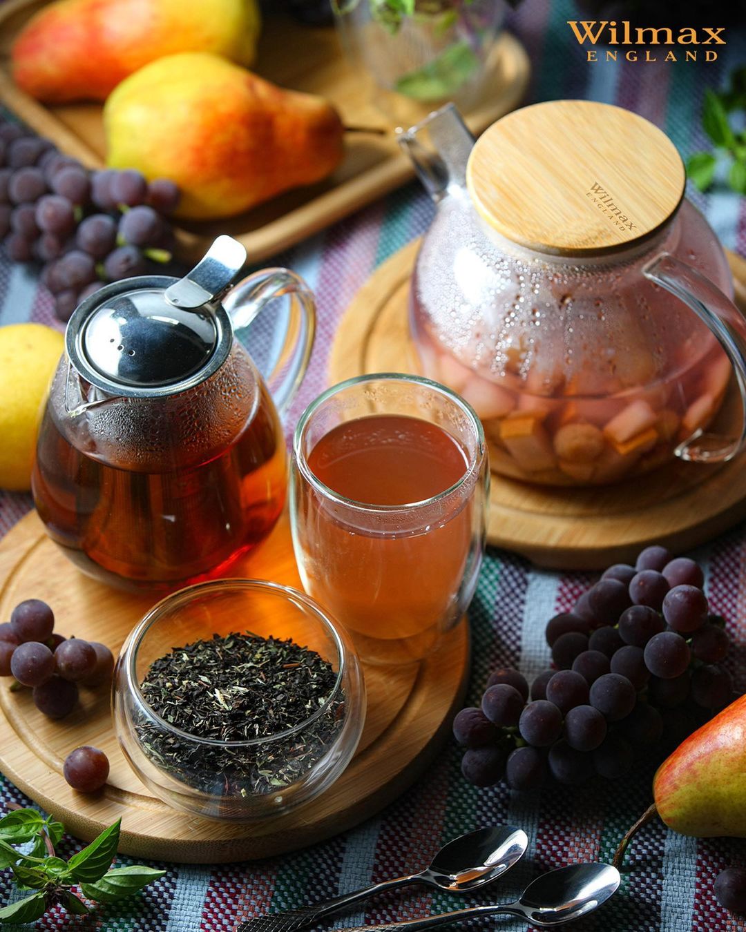 Wilmax 2 Doppelwandtassen & 1 Teekanne Set, WL-888803/A-888748/A2