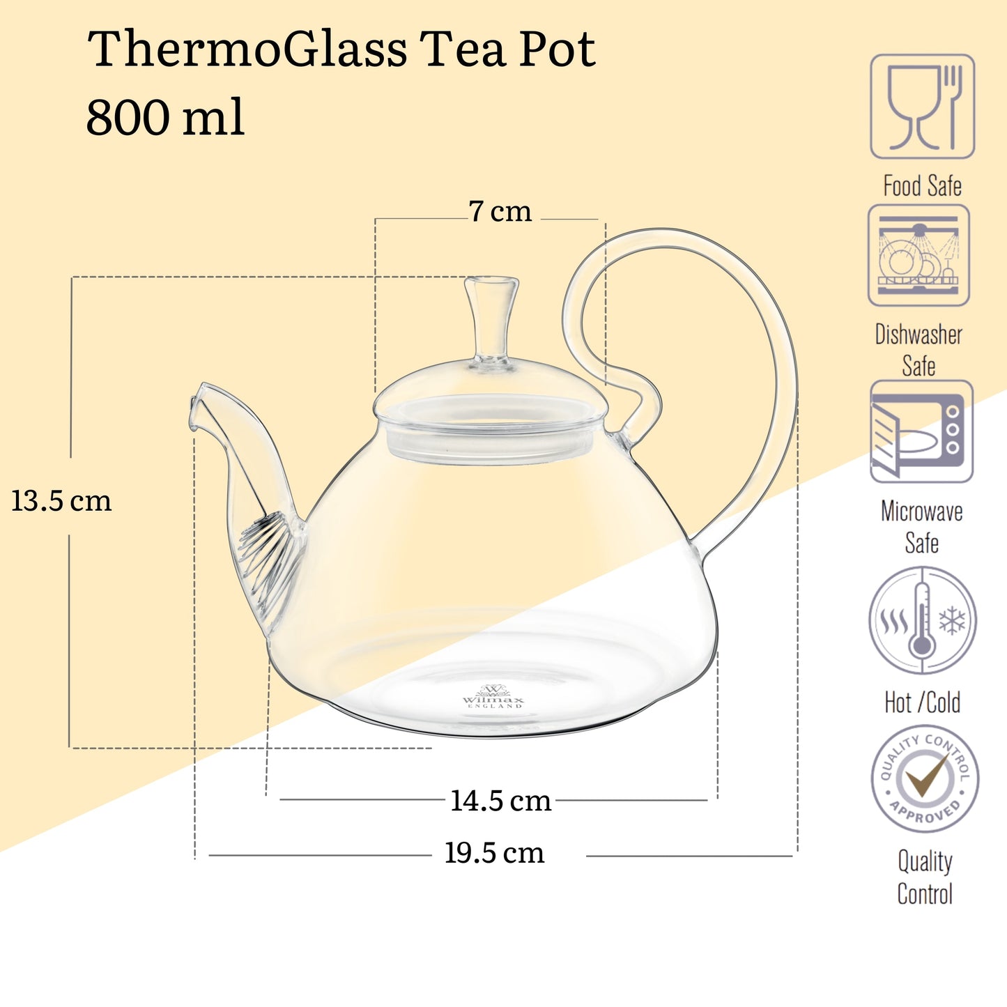 Wilmax Theepot 800 ml Borosilicaatglas met Veerfilter WL-888817/A