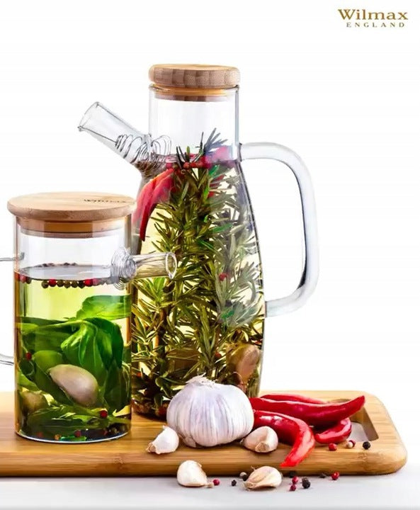 Wilmax Glazen Olieflfles 900ml Schenktuit Filter
