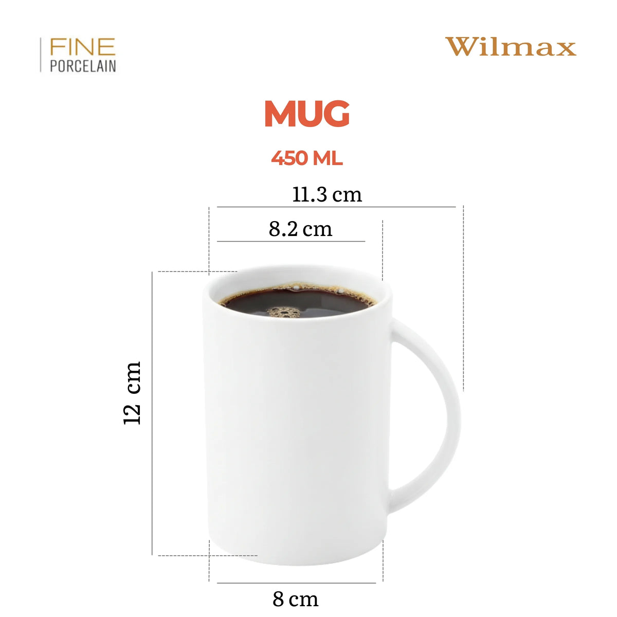 Wilmax England Mok 450 ml Wit Porselein