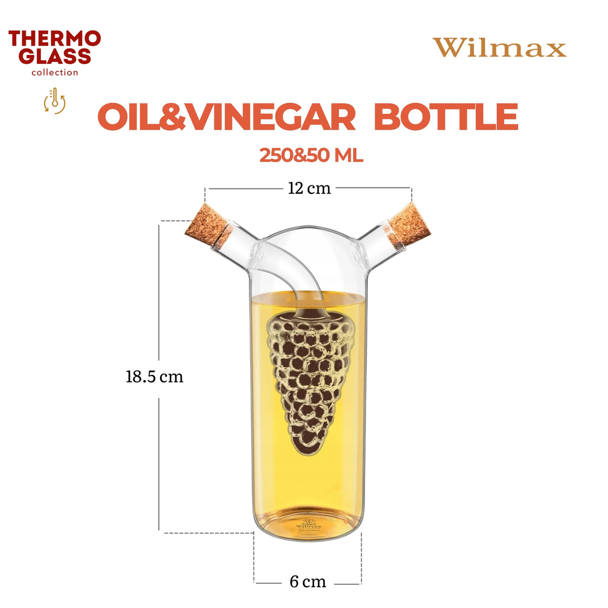Wilmax Olie- en azijnfles 250/50 ml Glas