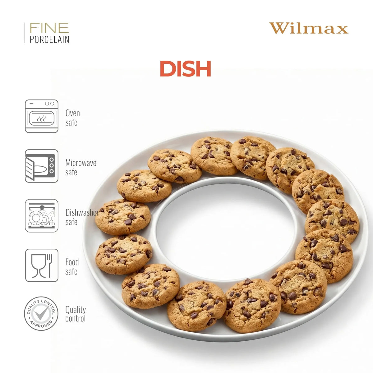 Wilmax Serveerbord 30 cm van Porselein, Wit