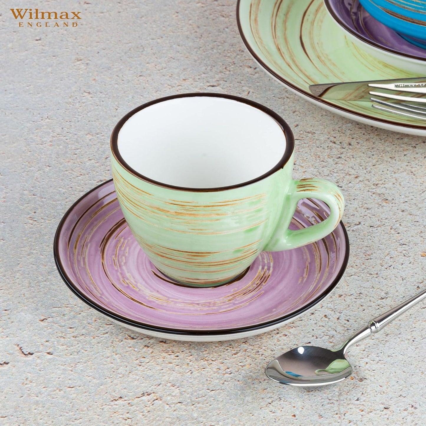 Wilmax Espresso Cup and Saucer 75 ml Porcelain Pistachio (Set of 6)