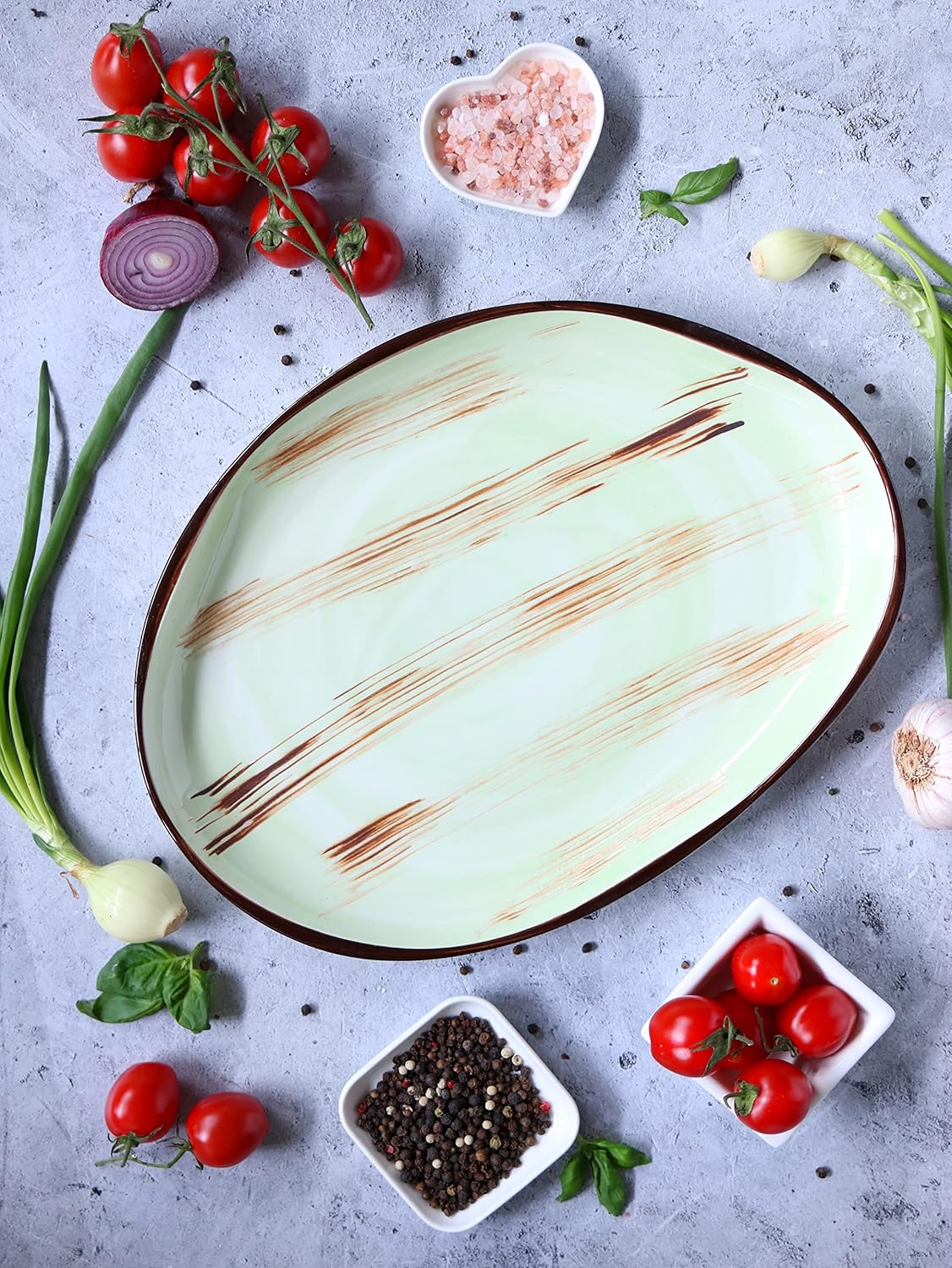 Wilmax Servierplatte, Porzellan, Steinform, Pistazie, WL-668142/A