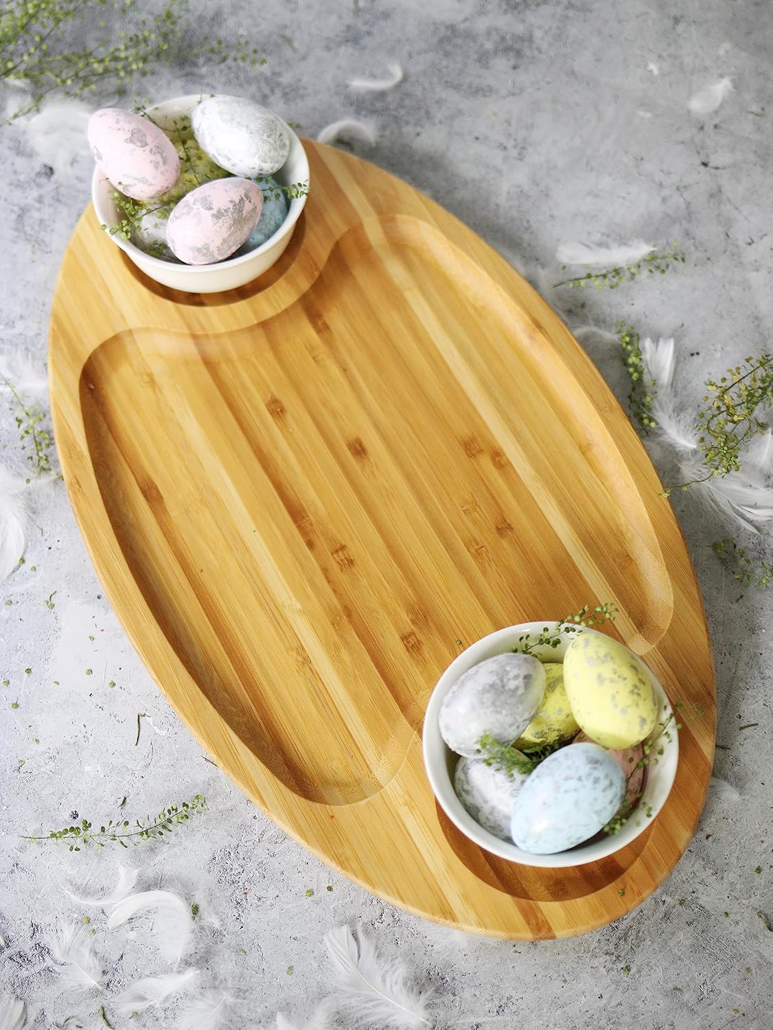 Wilmax 3-teilige Servierplatte aus natürlichem Bambus, 45.5 x 25 cm – WL-771041/A