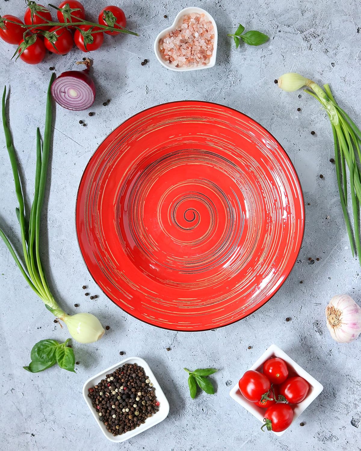 Wilmax Tiefer Porzellanteller Rot, 25,5 cm, 350 ml – WL-669227/A