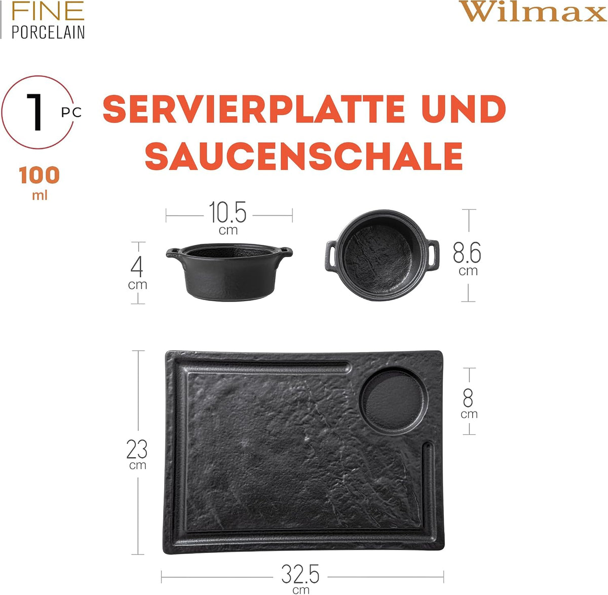 Wilmax England Serveerset Zwart SlateStone 3-delig