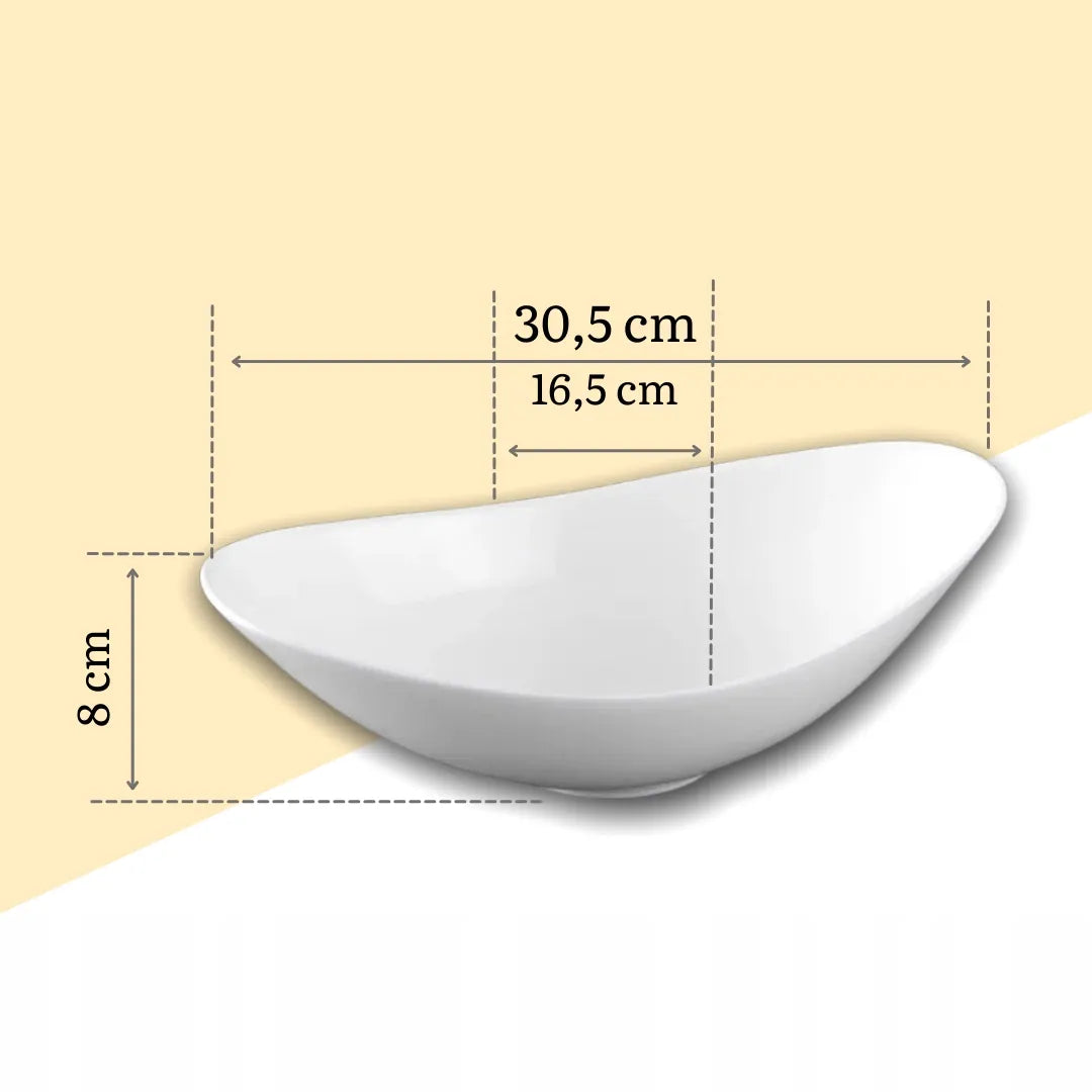 Wilmax England Schaal 30.5x16.5x8 cm van porselein, Wit