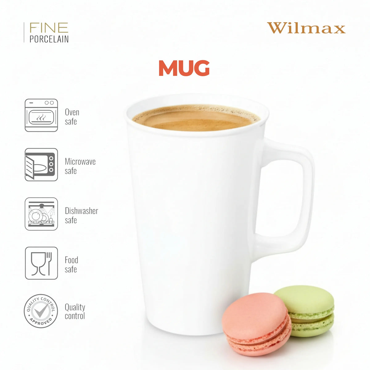 Wilmax England Porseleinen Beker 500 ml Wit