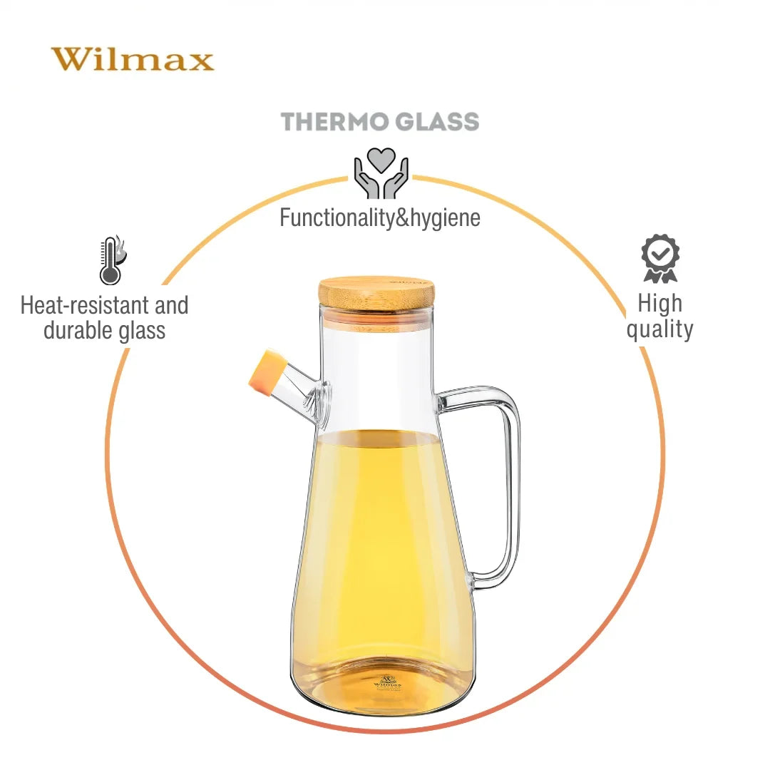 Wilmax Glazen Olieflfles 900ml Schenktuit Filter