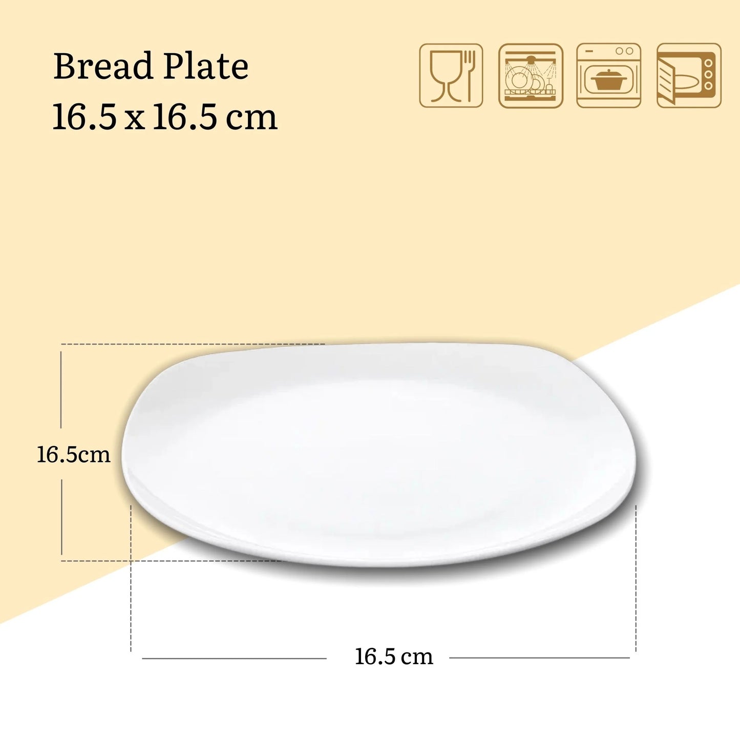 Wilmax Brood bord 16.5 cm van porselein, Wit WL-991000/A