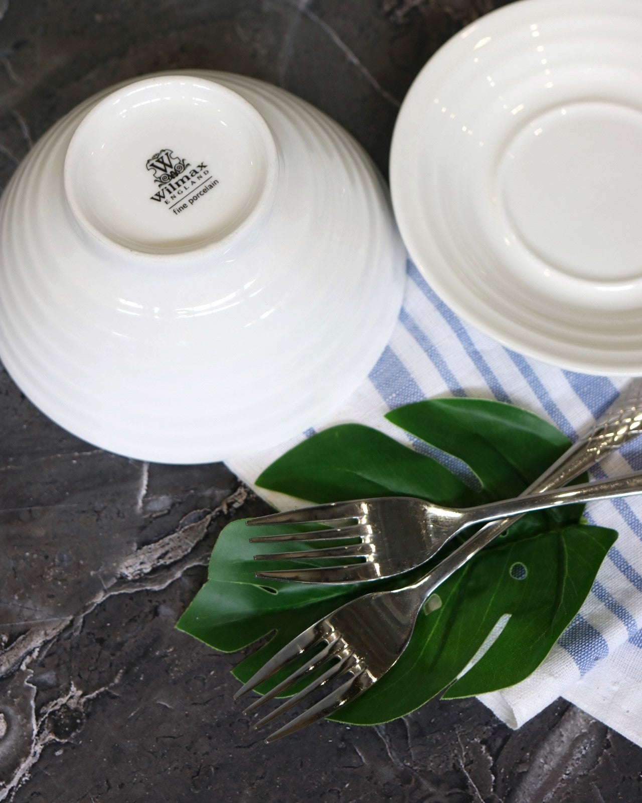 Wilmax England Porcelain Bowl & Saucer White WL-991146/AB