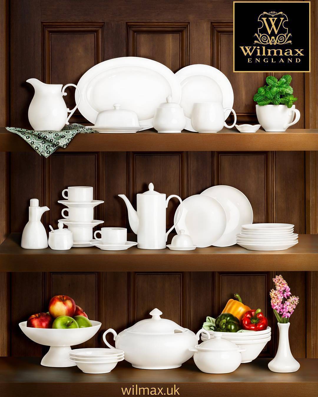 Wilmax England Porseleinen Schaal 1600 ml 20 cm Wit Set van 2 WL-992005/A2