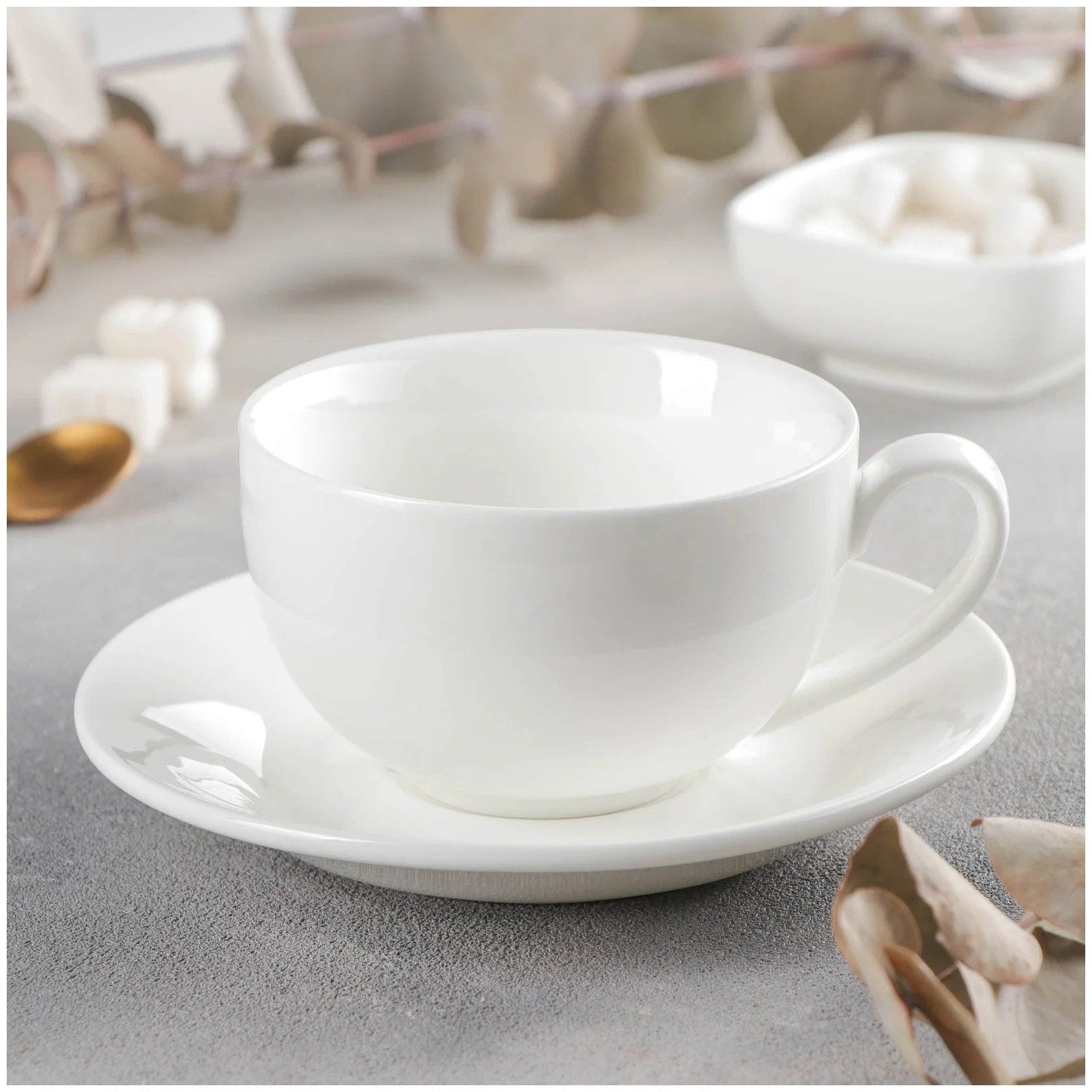 Wilmax Teetasse mit Untertasse – 400 ml – Hochwertiges Porzellan – WL-993191/AB