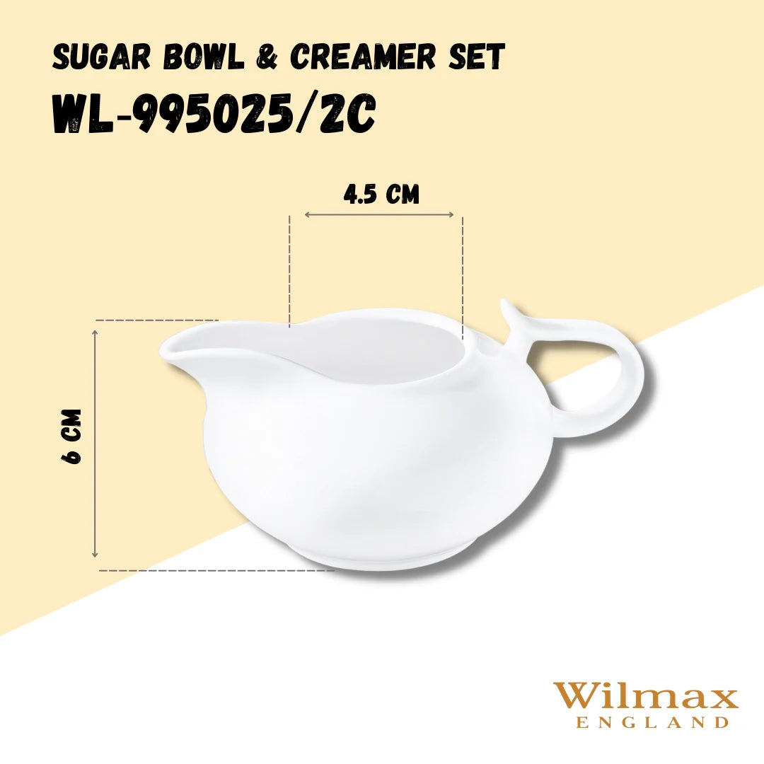 Wilmax Sugar and Creamer Set White Porcelain WL-995025/2C