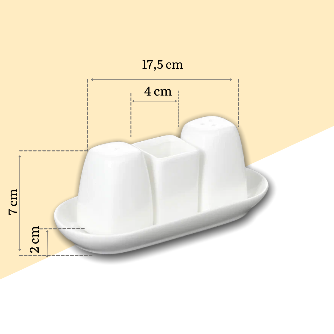 Wilmax Salz- & Pfeffer Set aus Porzellan mit Zahnstocherhalter WL-996005/SP