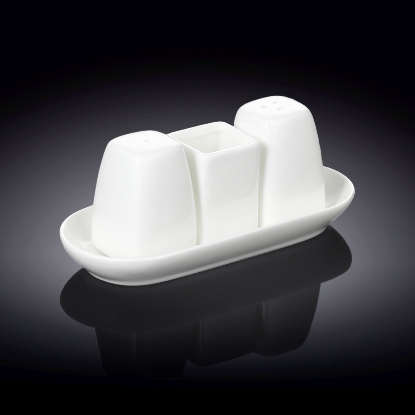 Wilmax Salz- & Pfeffer Set aus Porzellan mit Zahnstocherhalter WL-996005/SP