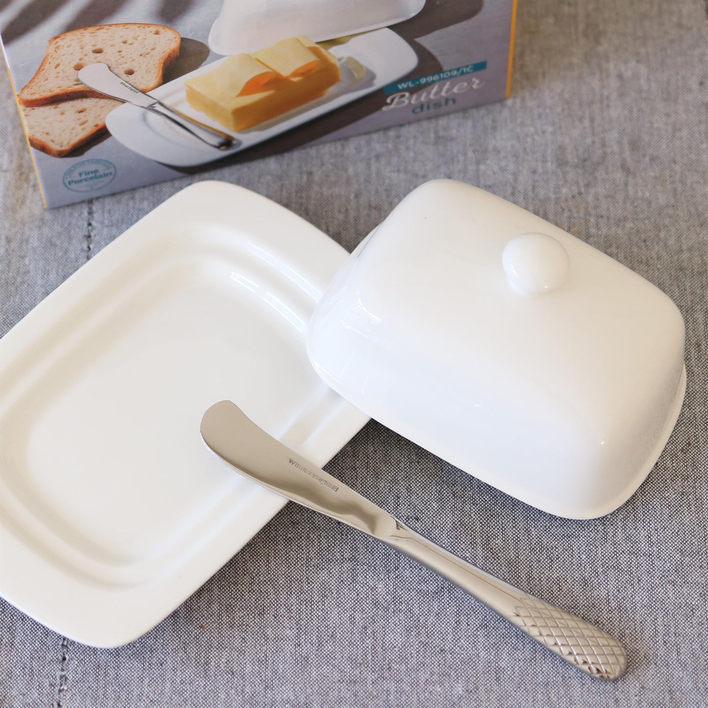 Wilmax Butterdose Weiß 19 x 12,5 x 8,5 cm – Elegantes Design – WL-996109/1C