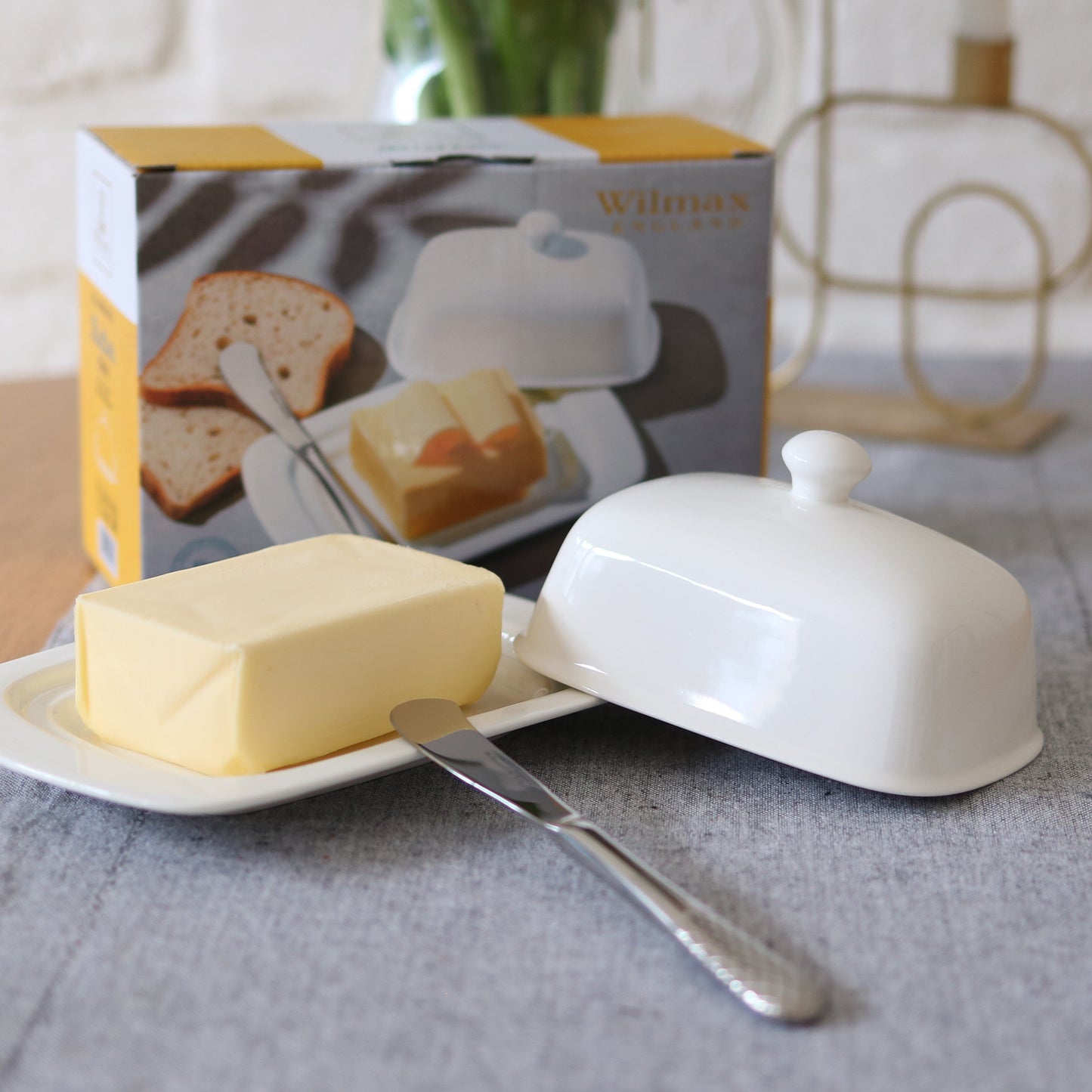Wilmax Butterdose Weiß 19 x 12,5 x 8,5 cm – Elegantes Design – WL-996109/1C