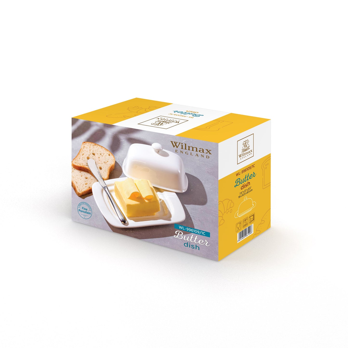 Wilmax Butterdose Weiß 19 x 12,5 x 8,5 cm – Elegantes Design – WL-996109/1C