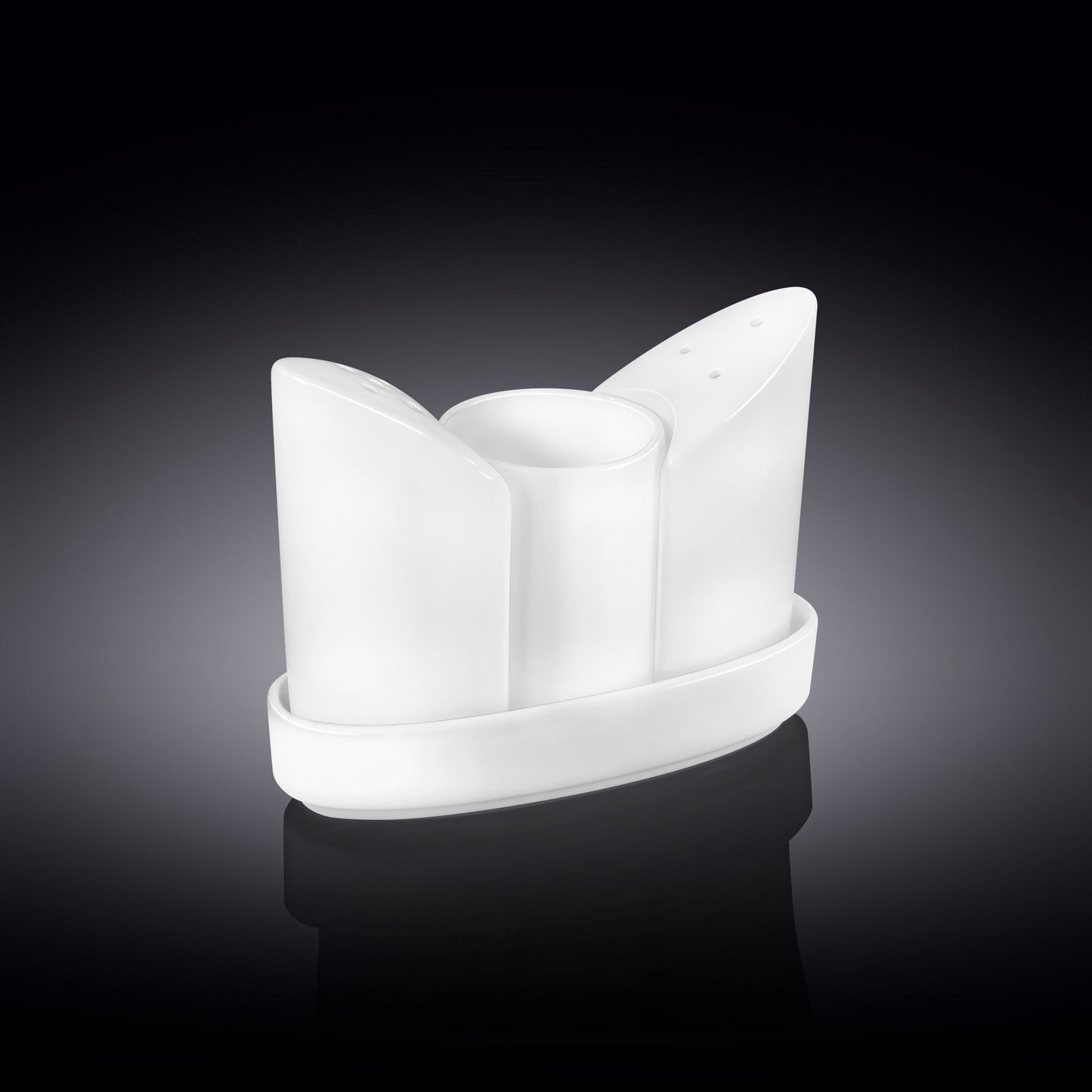 Wilmax Salz- und Pfeffer-Set aus Porzellan, 4-teilig, mit Tablett – WL-996117/SP