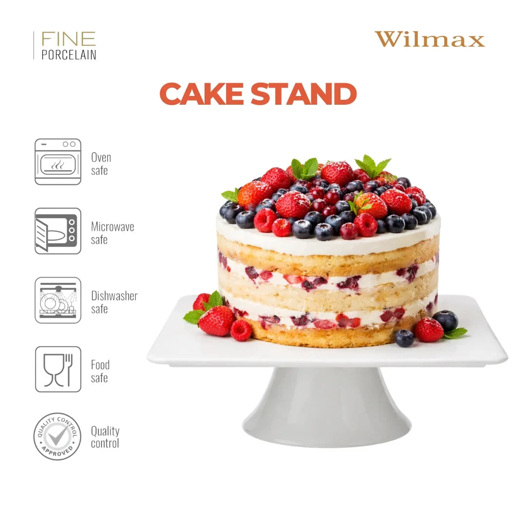 Wilmax England Porseleinen Taartstandaard Wit 25x25 cm