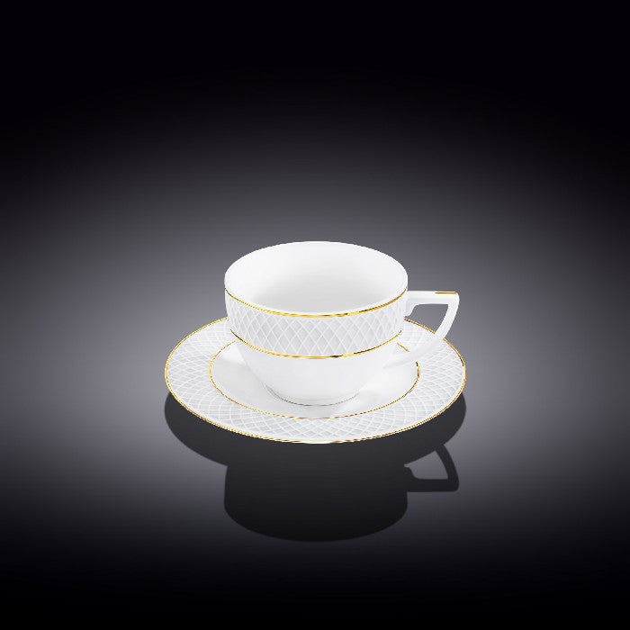 Wilmax Cappuccinokop & schotel Wit Goudrand 6-delig