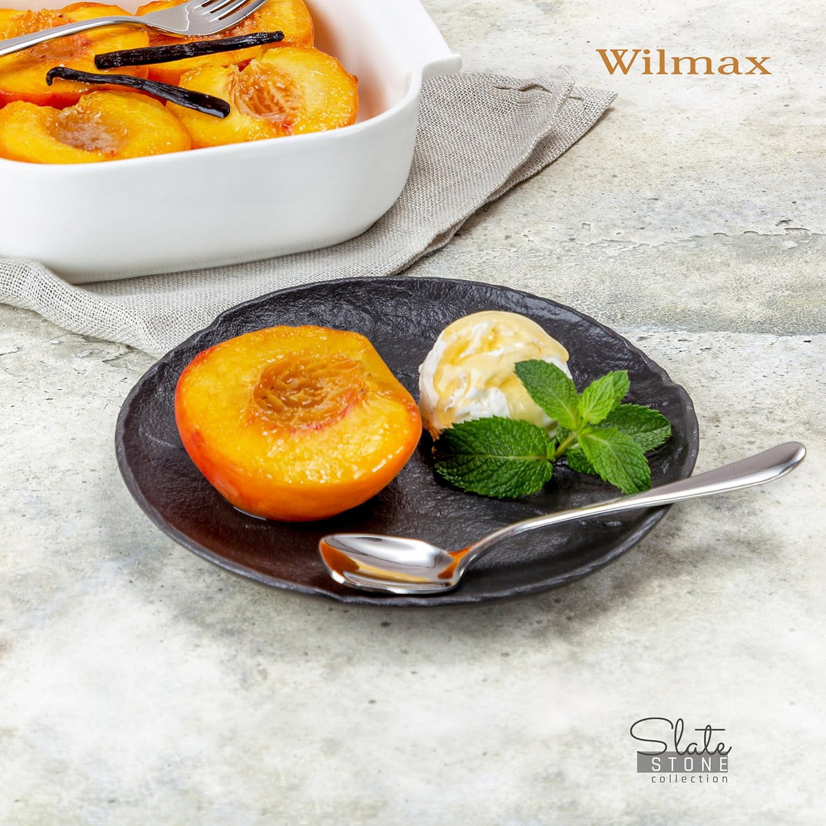 Wilmax Rond bord 18 cm set van 6 SlateStone Zwart A6