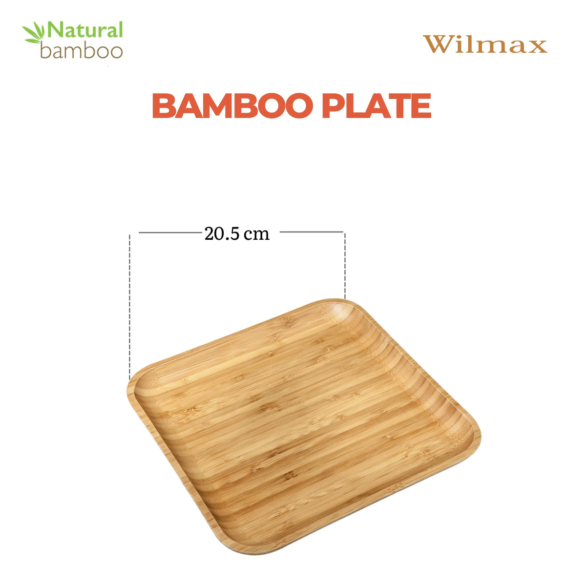 Natuurlijke Elegante Presentatie met het Wilmax Vierkante Bamboe Bord (20.5 x 20.5 cm)