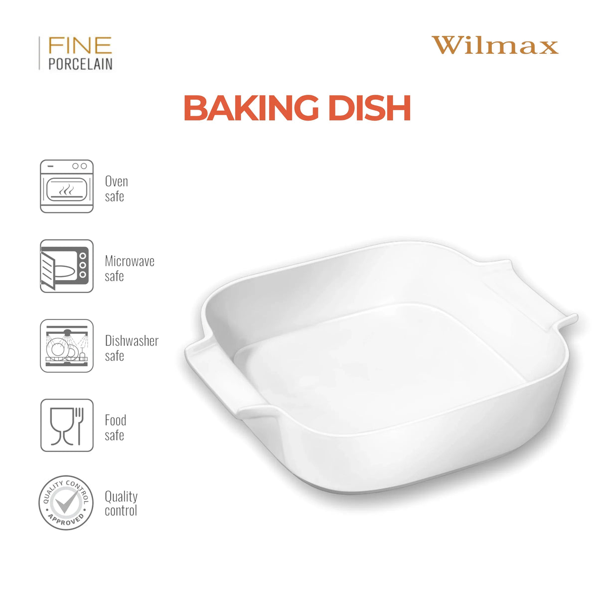 Wilmax Ovenschaal met handvatten 780 ml Porselein Wit
