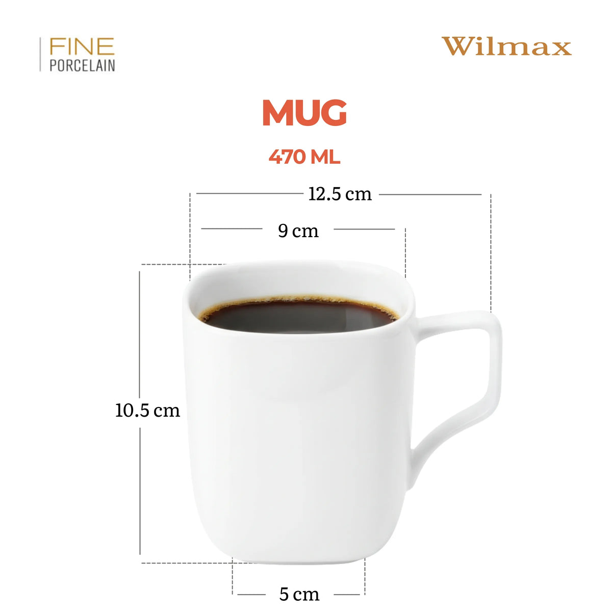 Wilmax England Mok 470ml Wit Porselein Ilona
