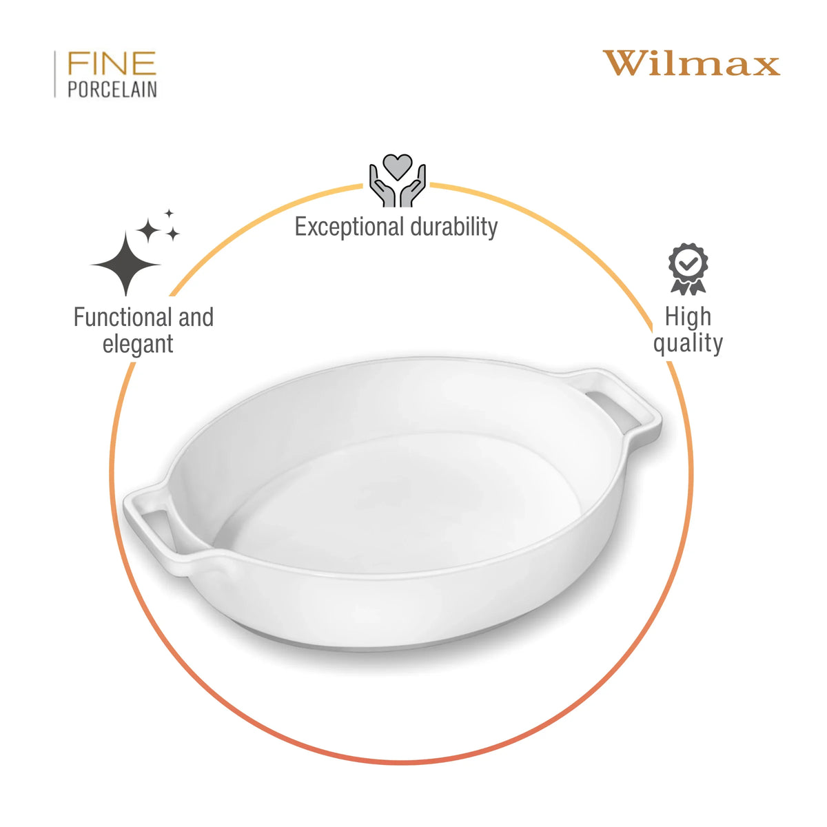 Wilmax Ovenschaal met handvatten Porselein Wit 2730 ml