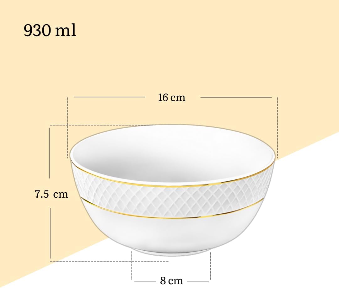 Wilmax Schaal 16 cm Wit Goudrand Porselein 6-delige set
