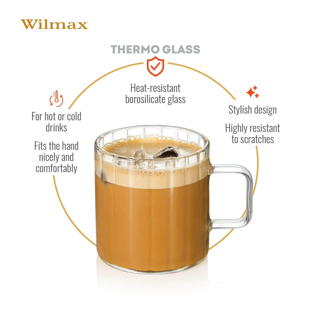 Wilmax Borosilikaatglas Mok met oor 550 ml