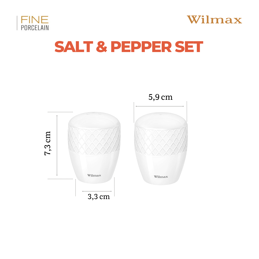 Wilmax Salt & Pepper Set White Porcelain WL-880124/SP