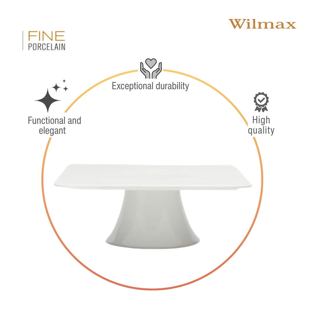 Wilmax England Porseleinen Taartstandaard Wit 25x25 cm