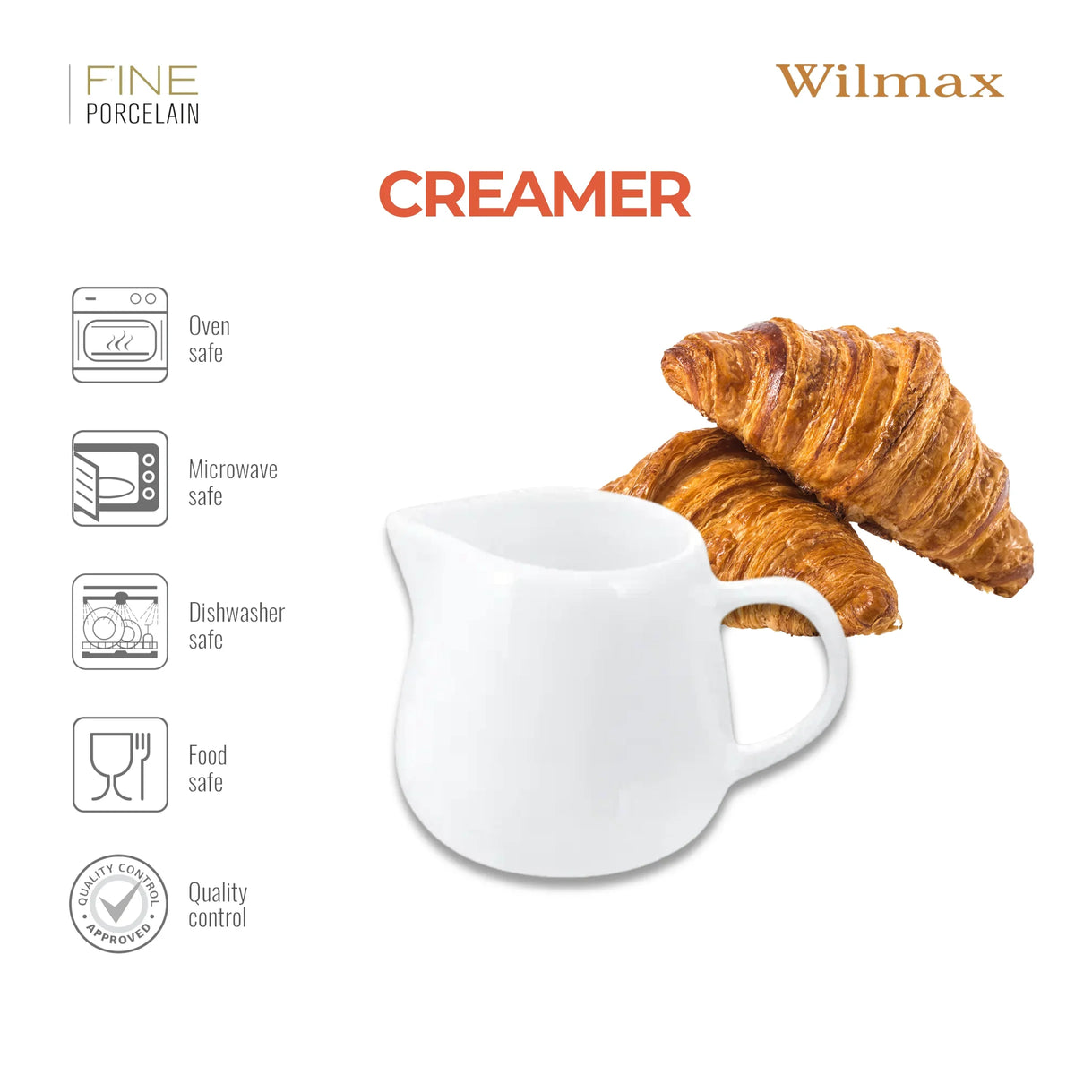 Wilmax England Melk- en roomkan 200 ml Wit Porselein