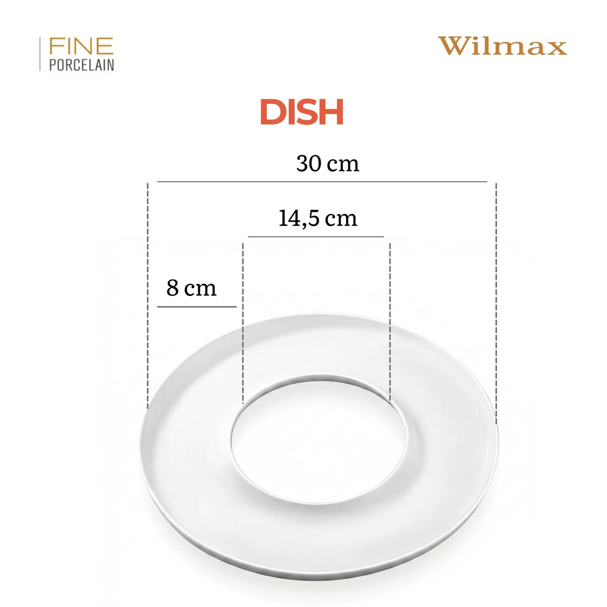 Wilmax Serveerbord 30 cm van Porselein, Wit