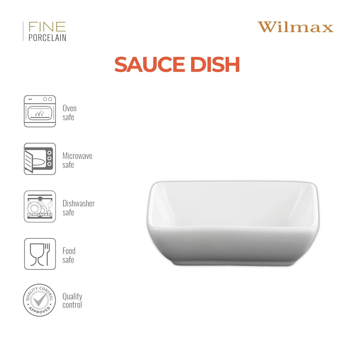 Wilmax England Sausschaal Porselein Wit 8x6cm