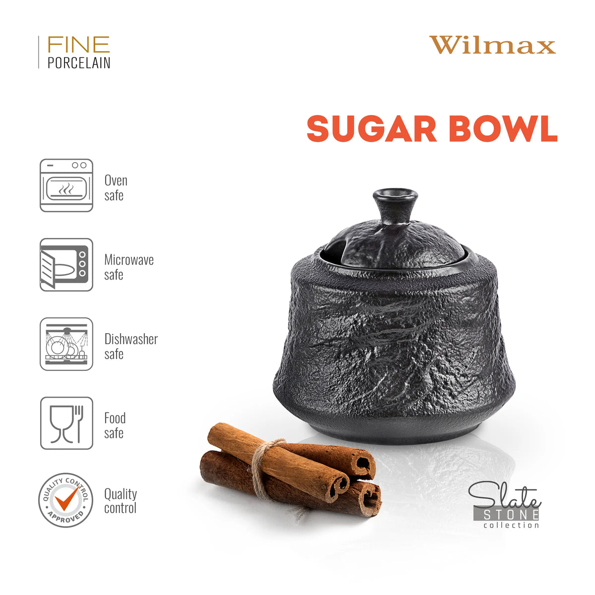 Wilmax Suikerpot en Melkkannetje Set Zwart