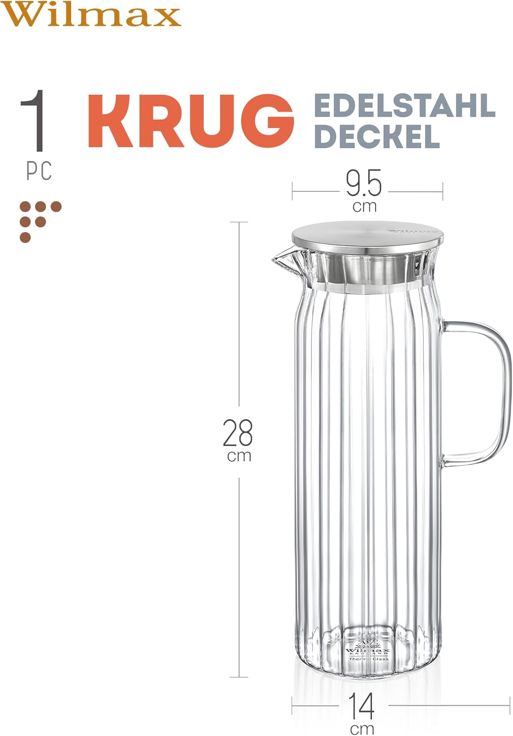 Wilmax Thermokaraf 1500 ml met RVS Deksel