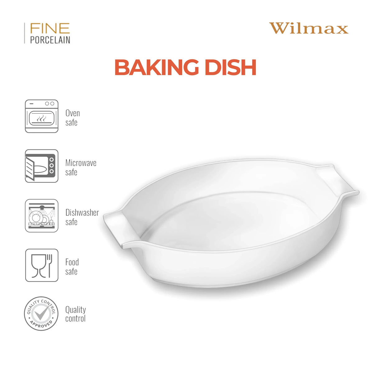 Wilmax Ovenschaal met handvatten Porselein Wit