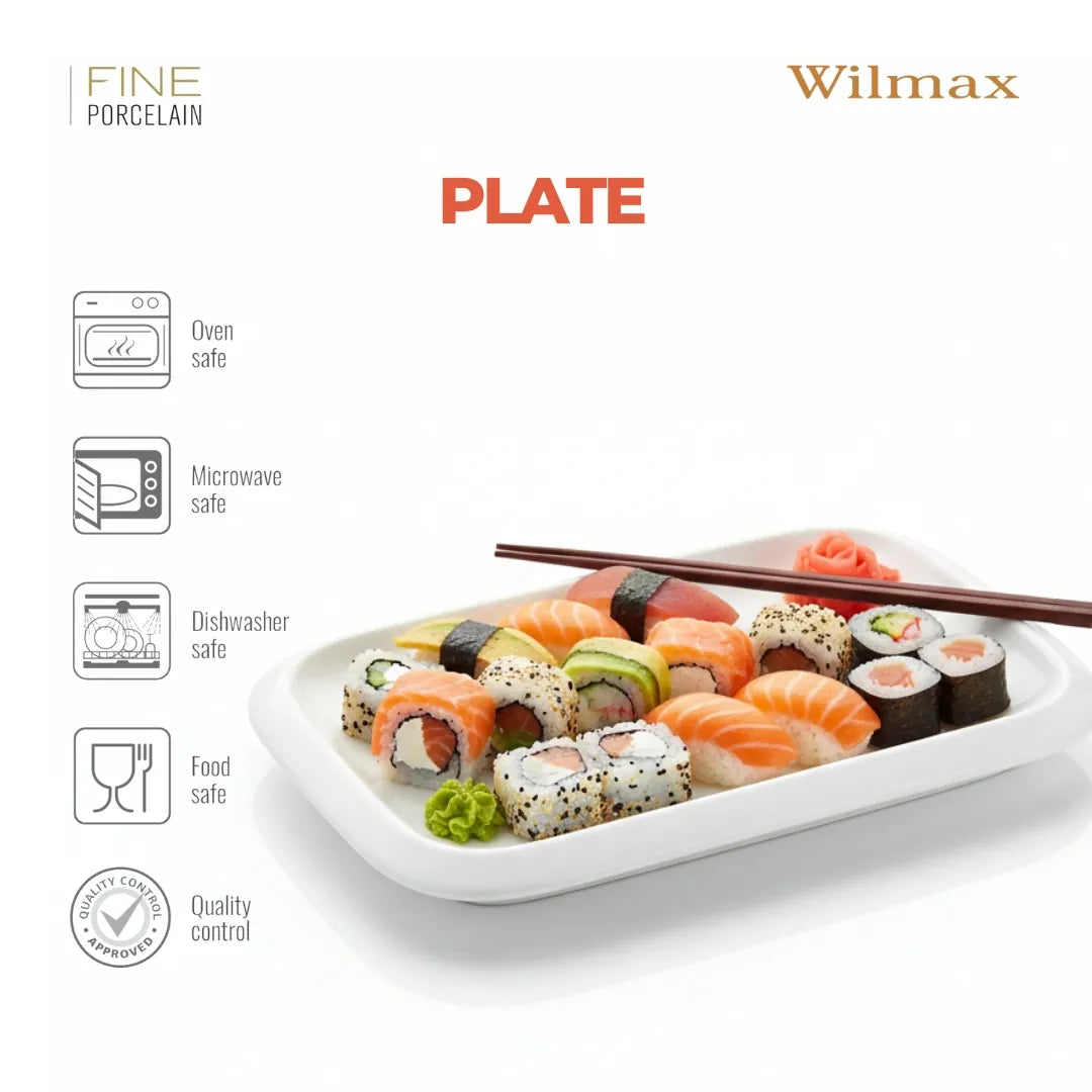 Wilmax England Porseleinen Serveerplateau Wit 36x22 cm