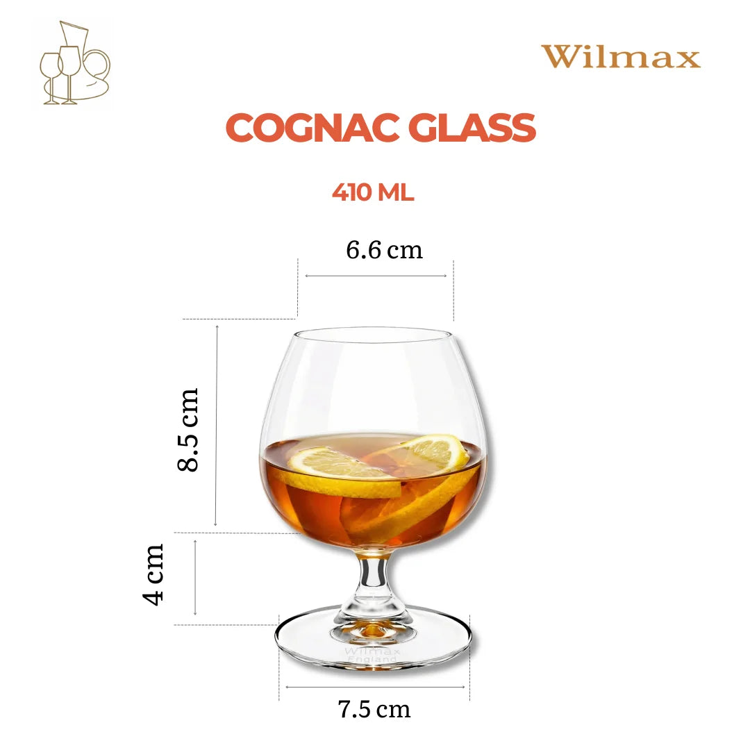 Wilmax Cognacglas 410ml Kristalglas Transparant 6x