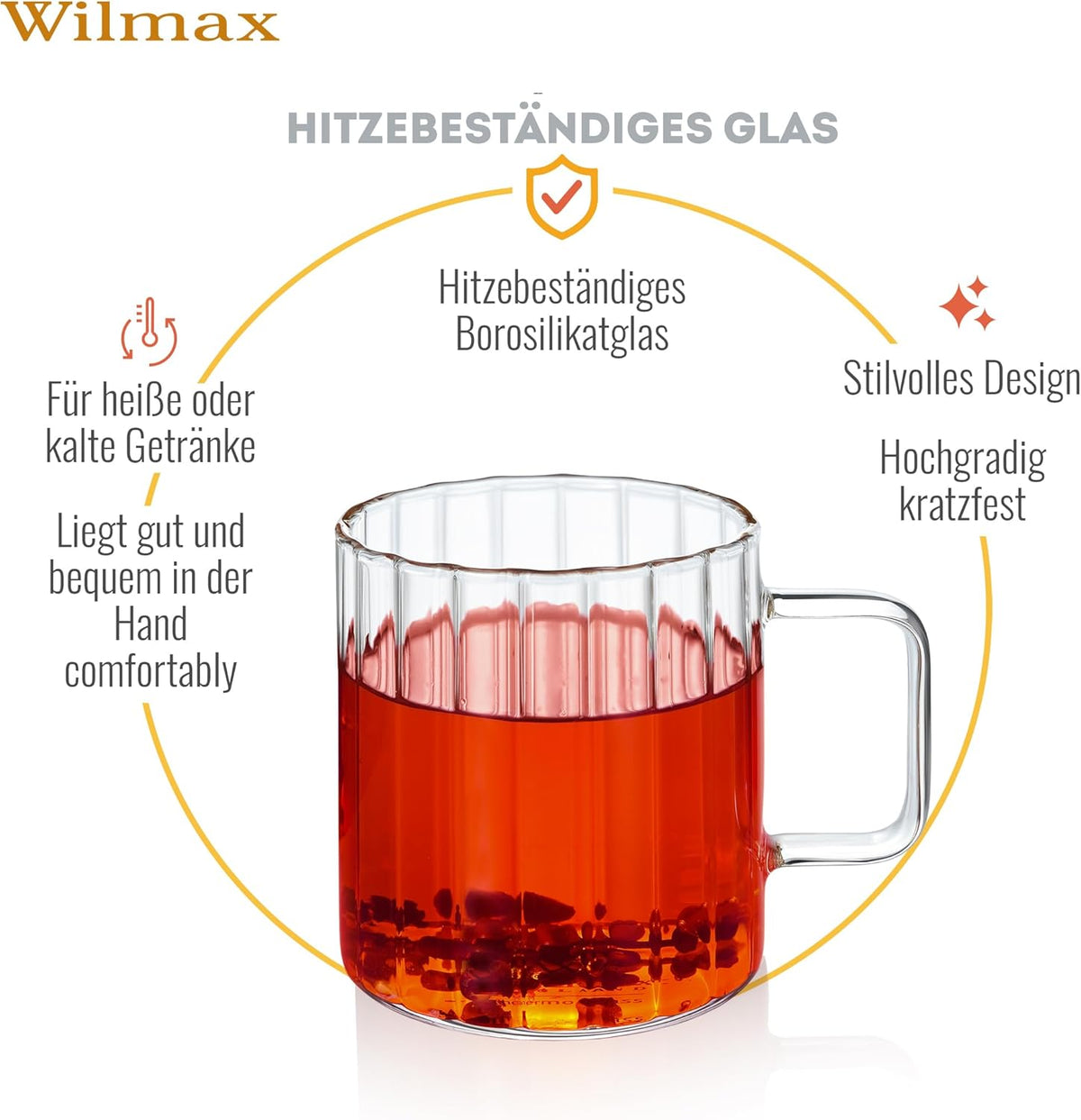 Wilmax England Thermo Glass - Glazen Koffie- en Theebekers - 200 ml - Set van 6 - Transparant