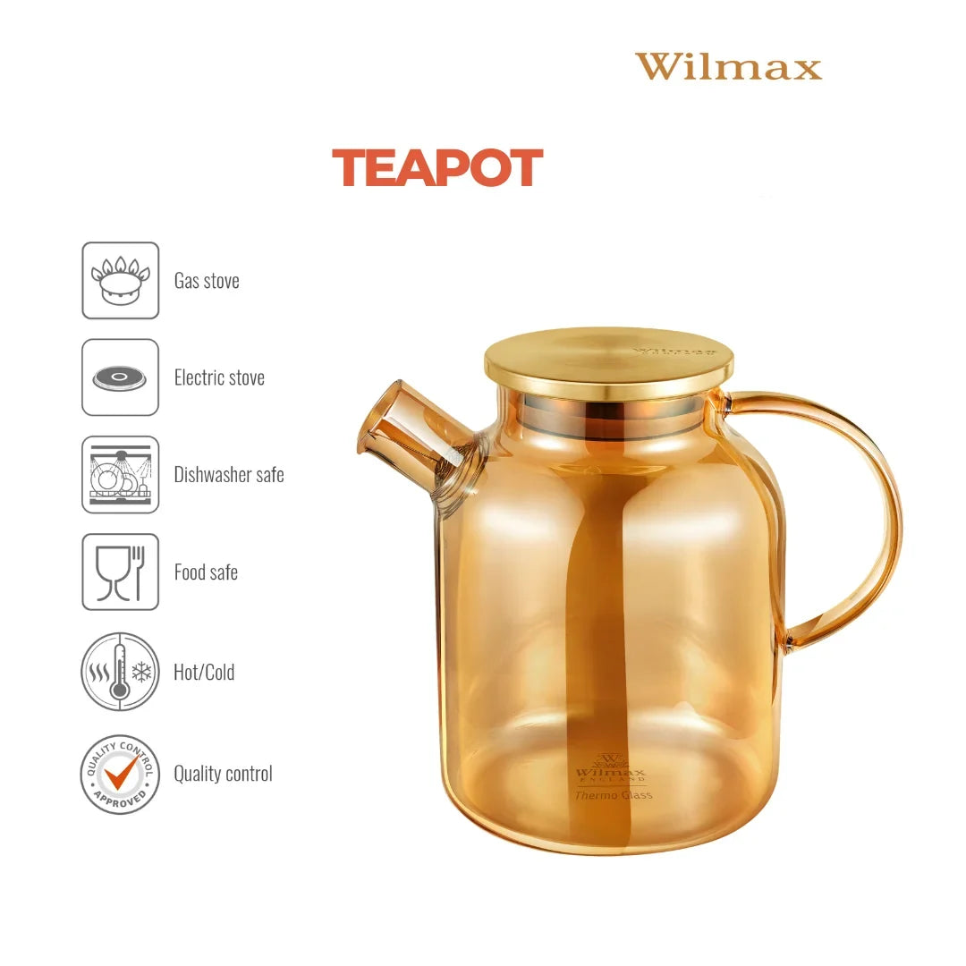 Wilmax Thermoglas theepot 1600 ml Goud