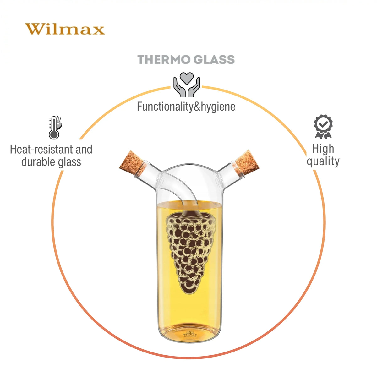 Wilmax Olie- en azijnfles 250/50 ml Glas
