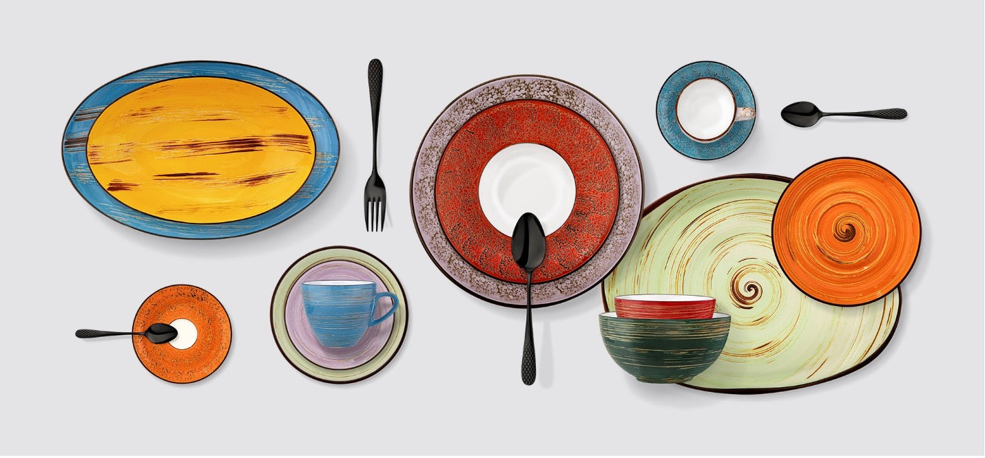 Wilmax Porzellanbecher, 460 ml, Splash Color Orange Design, WL-667337/A